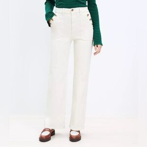 LOFT 'The Wide Leg' Cream Sailor Front Patch Pocket High Waist Jeans Women's‎ 26